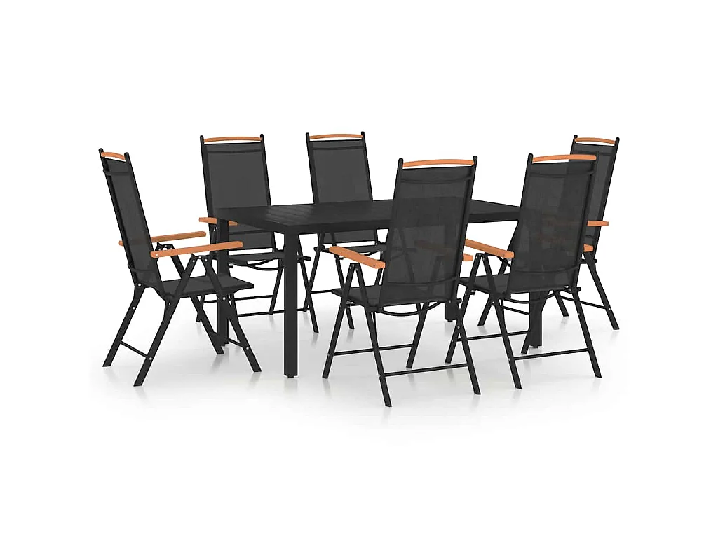 7-tlg. Garten-Essgruppe Aluminium Schwarz