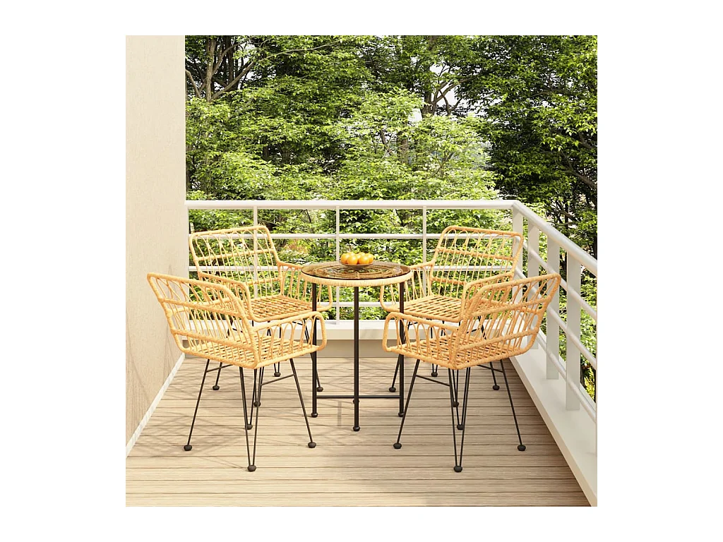 Ensemble à manger de jardin 5pcs Résine tressée