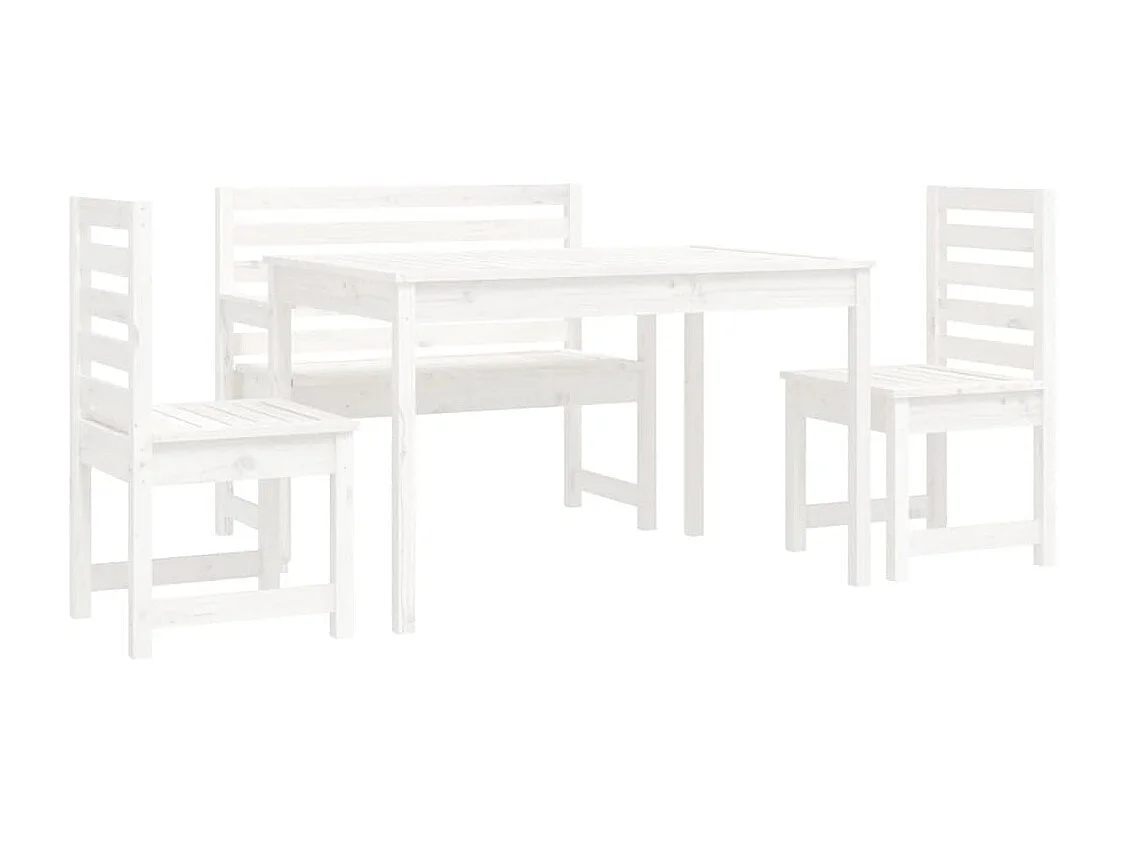 Ensemble à manger de jardin 4 pcs blanc bois massif de pin
