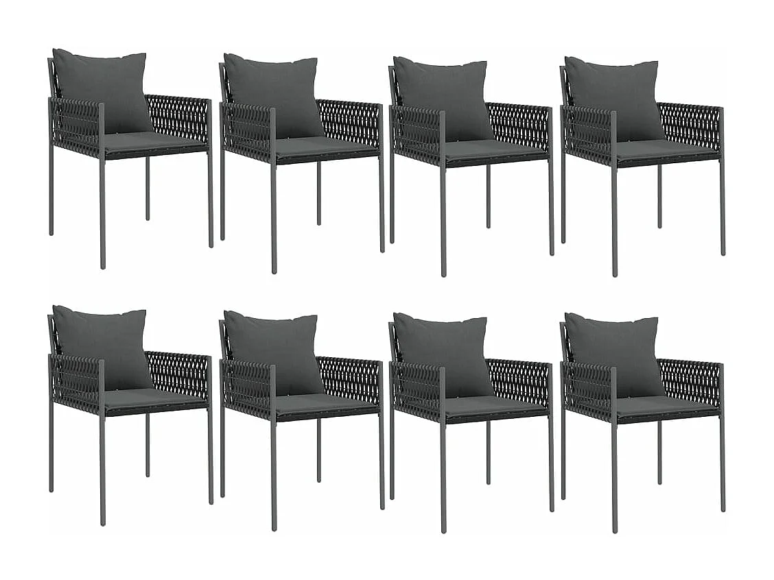 Set Pranzo da Giardino 9 pz con Cuscini in Polyrattan e Acciaio