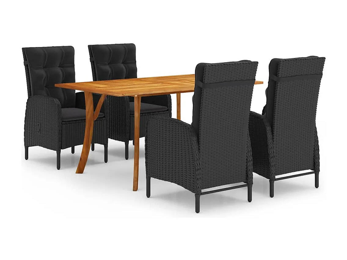 Set Mobili da Pranzo per Giardino 5 pz Nero