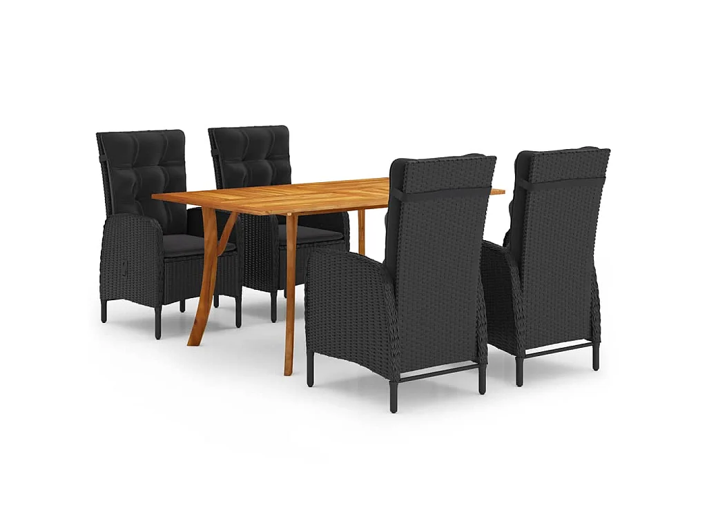 Ensemble à manger de jardin 5 pcs Noir