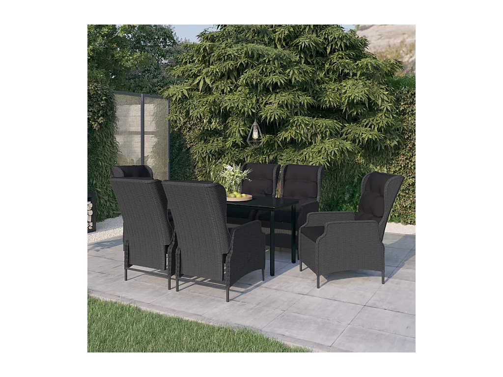 Ensemble à manger de jardin 7 pcs Gris foncé