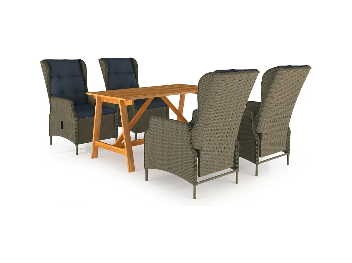 Ensemble à manger de jardin 5 pcs Marron