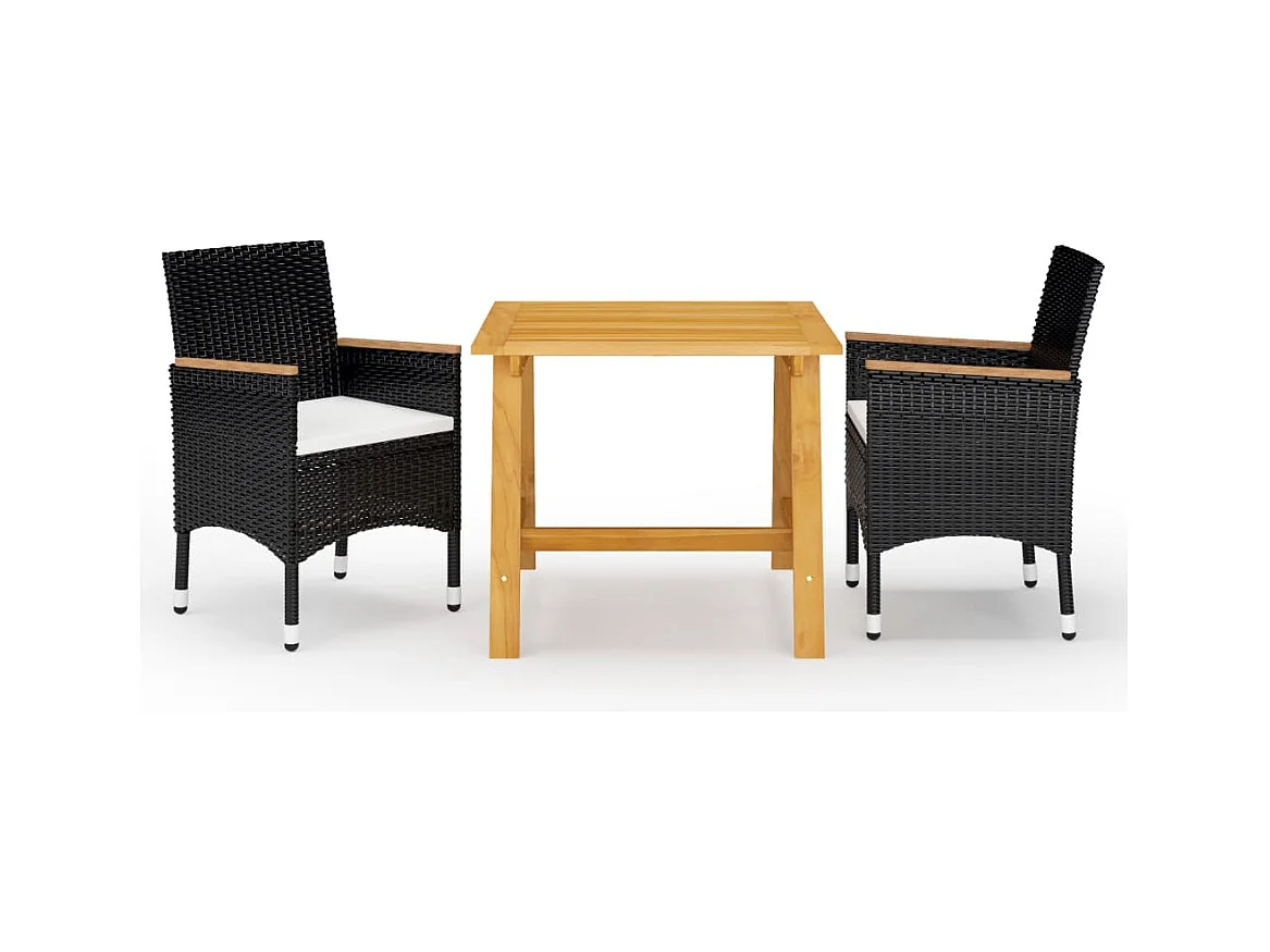 Ensemble à manger de jardin 3 pcs Noir