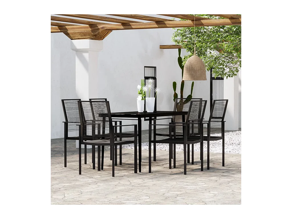 Ensemble à manger de jardin 7 pcs Noir