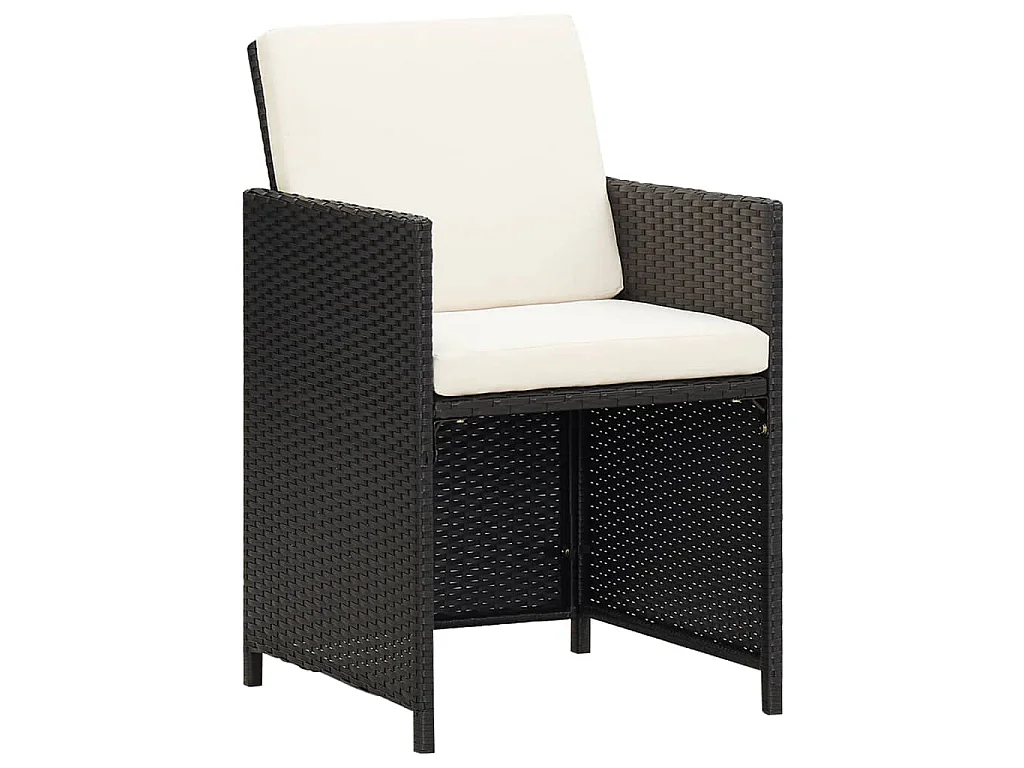 Set da Pranzo per Giardino 13 pz con Cuscini in Polyrattan Nero