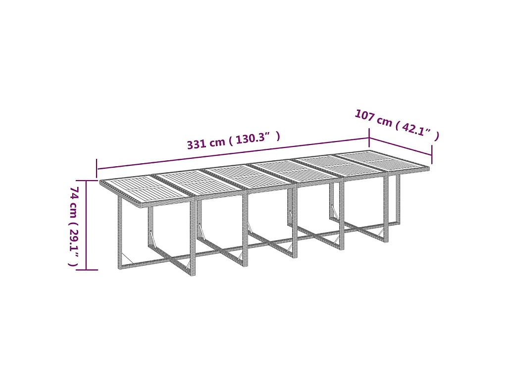 Set da Pranzo per Giardino 13 pz con Cuscini in Polyrattan Nero