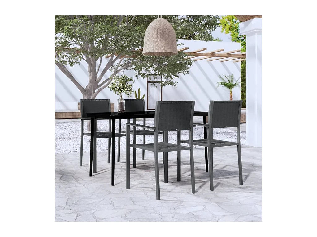 Ensemble à manger de jardin 5 pcs Noir
