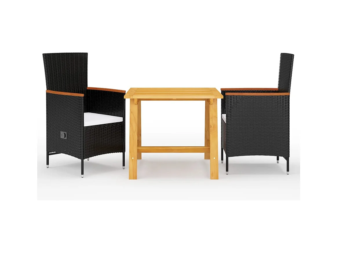 Ensemble à manger de jardin 3 pcs Noir