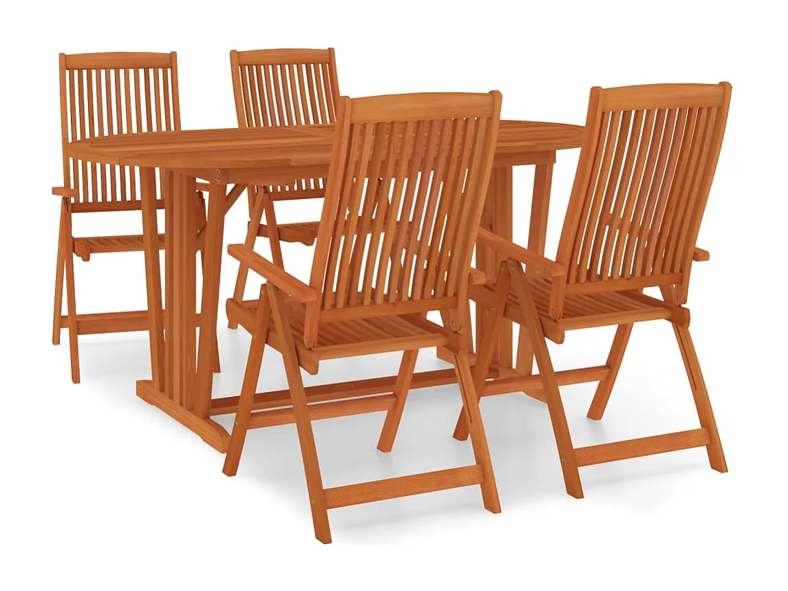 Ensemble à manger de jardin 5 pcs Bois d'eucalyptus massif