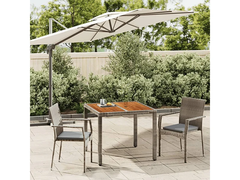 Ensemble à manger de jardin 3 pcs coussins gris résine tressée