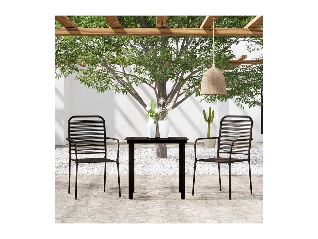 Ensemble à manger de jardin 3 pcs Noir