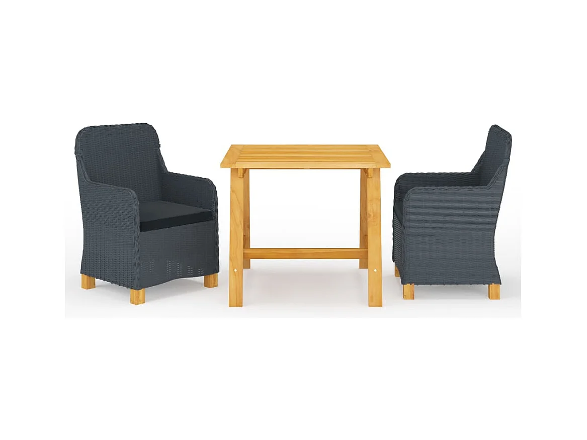 Ensemble à manger de jardin 3 pcs Gris foncé
