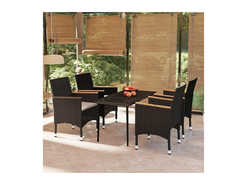 Ensemble à manger de jardin avec coussins 5 pcs Noir