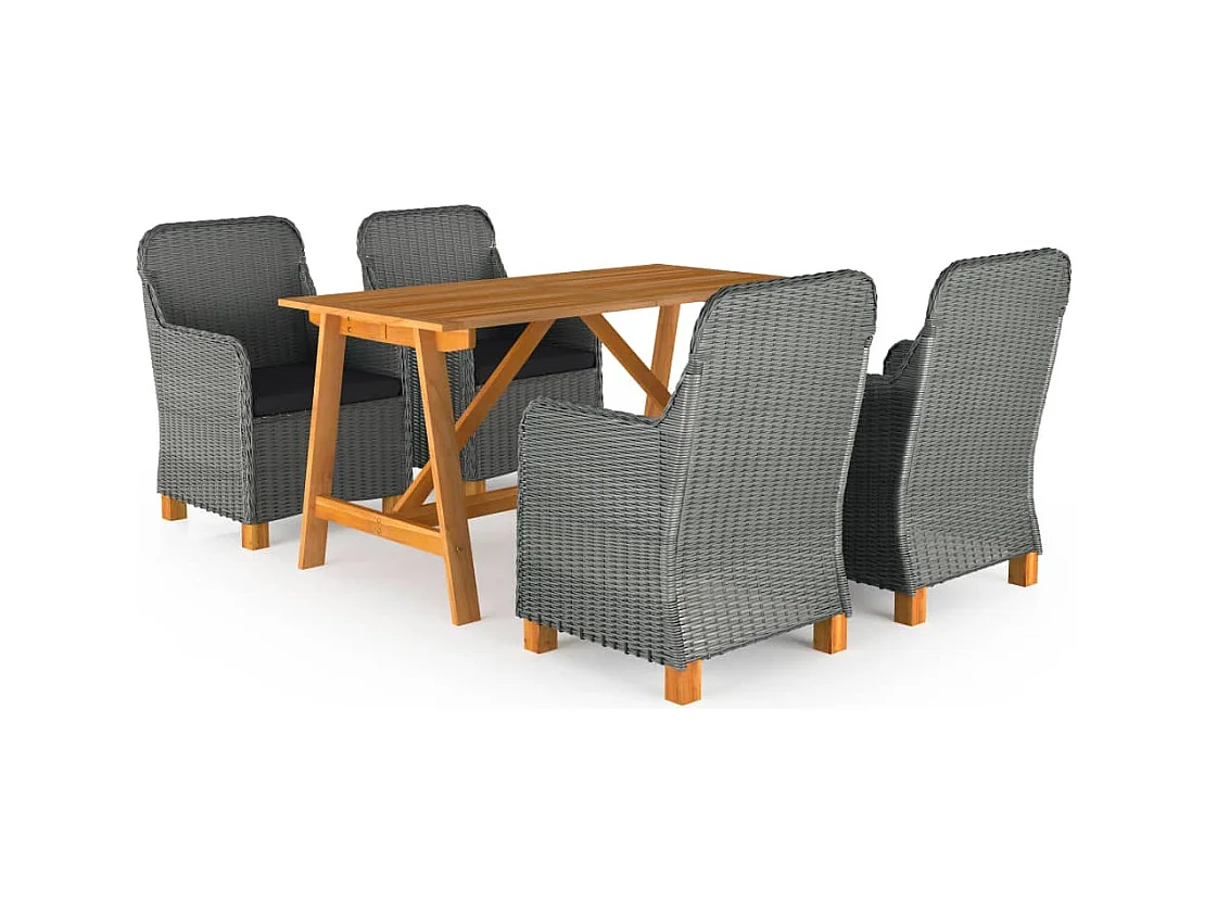 Ensemble à manger de jardin 5 pcs Gris clair