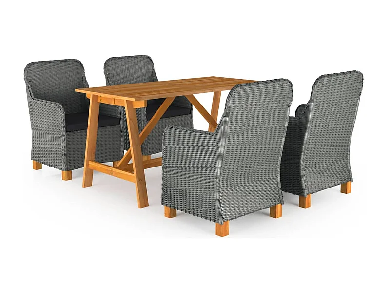 5 pcs conjunto de jantar para jardim cinzento-claro