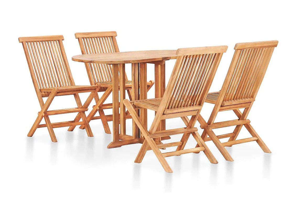 Set da Pranzo da Esterno Pieghevole 5 pz Legno Massello di Teak