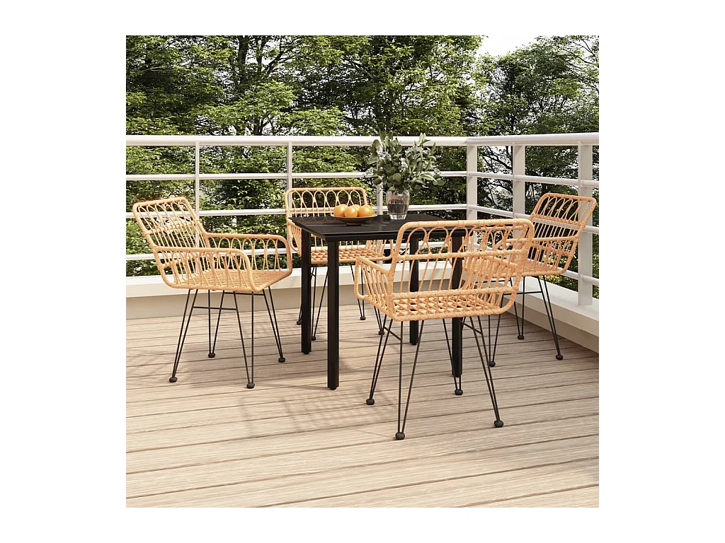Ensemble à manger de jardin 5pcs Résine tressée