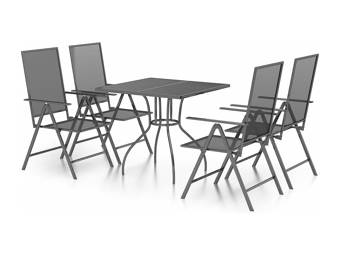 Set da Pranzo da Giardino 5 pz in Acciaio Antracite