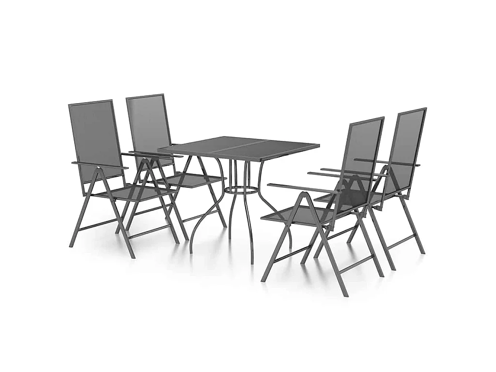 Ensemble à manger de jardin 5 pcs anthracite acier