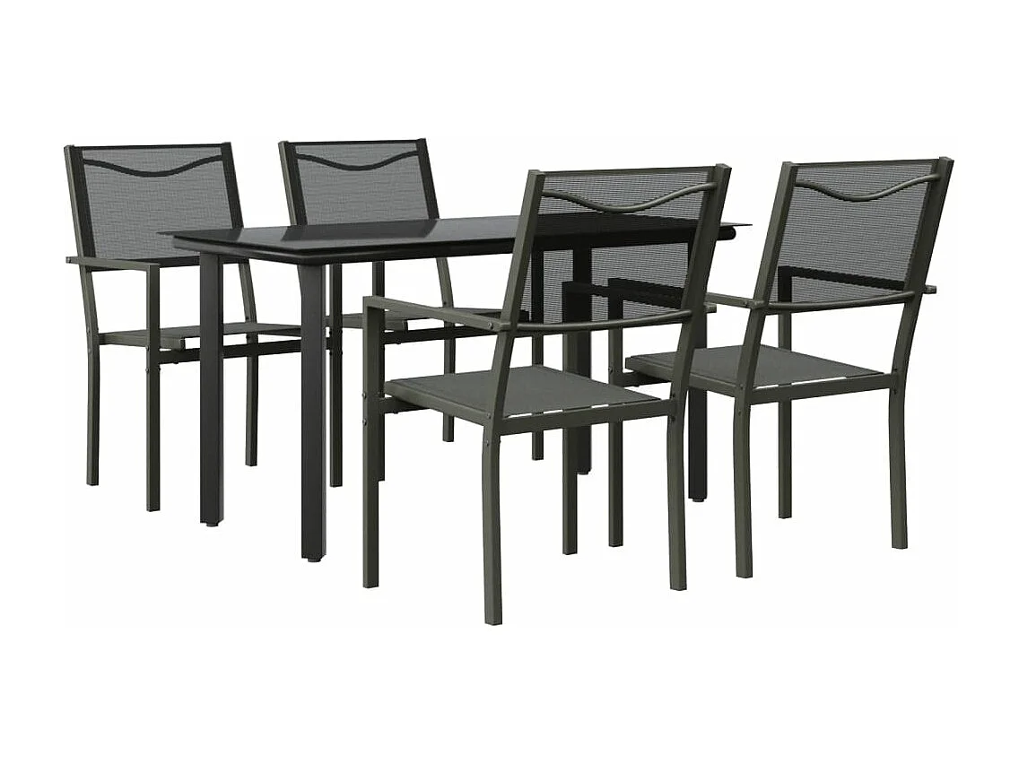 5 pcs conjunto de jantar para jardim aço e textilene preto