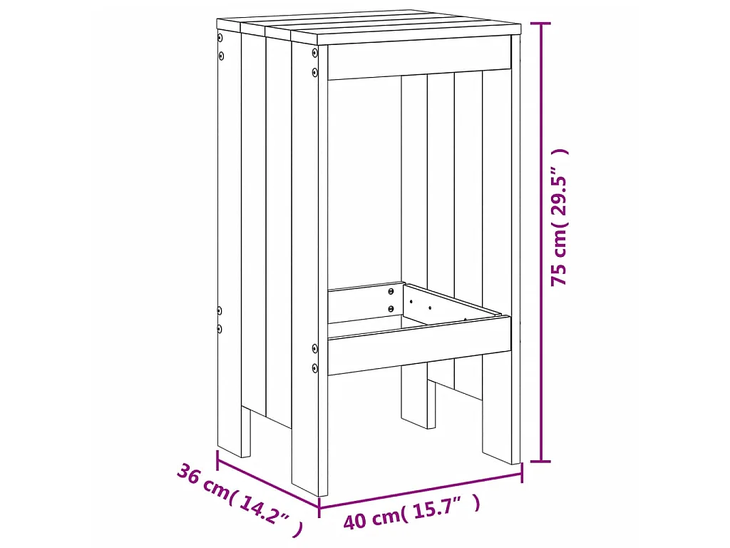 Set Bar da Giardino 5 pz Bianco in Legno Massello di Pino