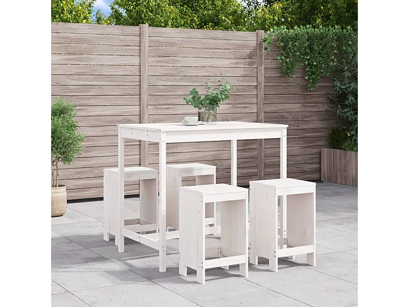 5-delige Barset massief grenenhout wit