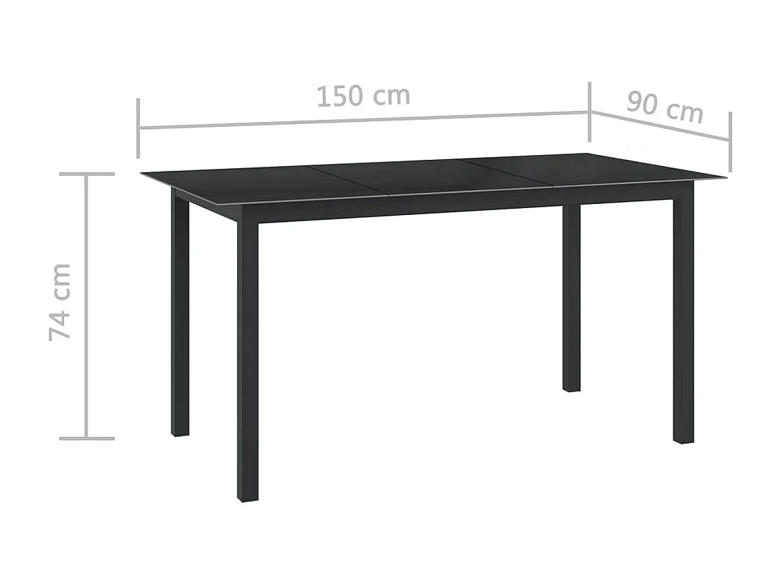 7-tlg. Garten-Essgruppe Aluminium Anthrazit