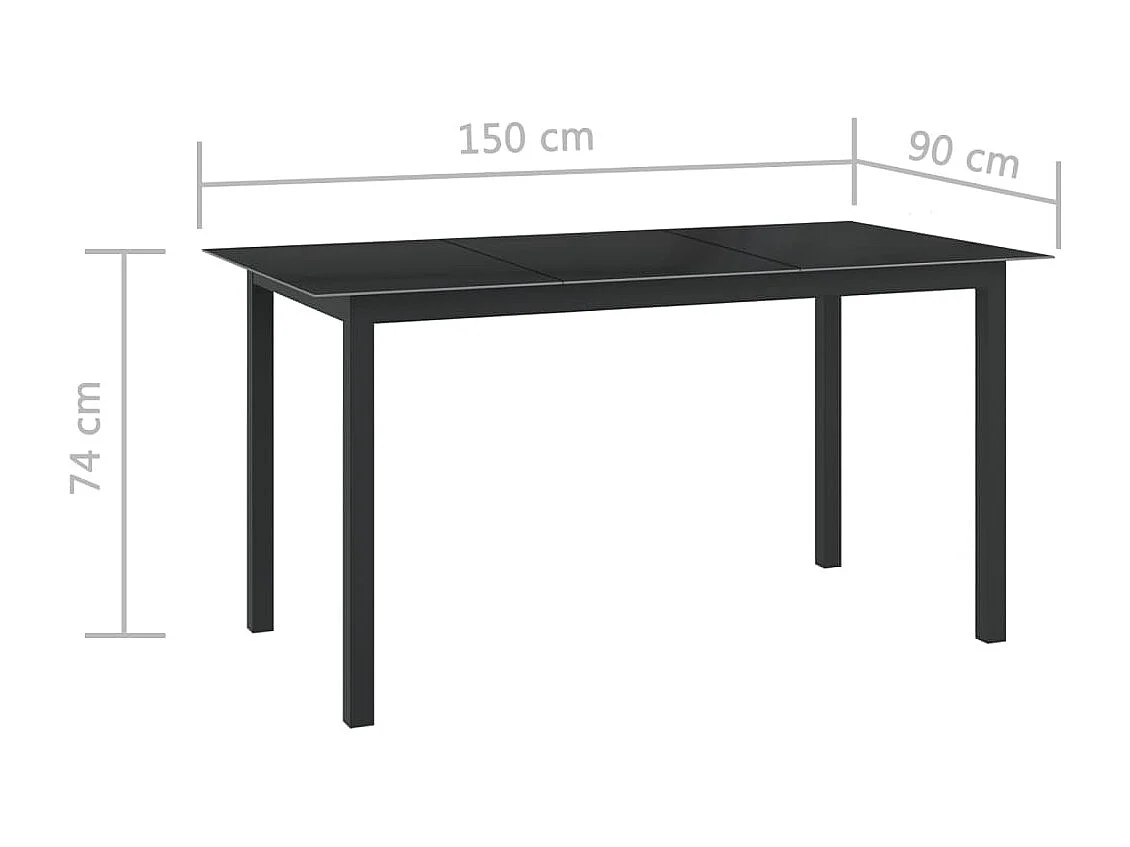 7-tlg. Garten-Essgruppe Aluminium Anthrazit