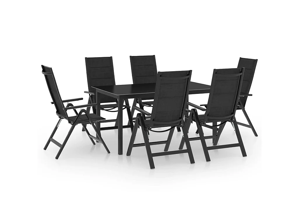 7 pcs conjunto de jantar para jardim alumínio antracite