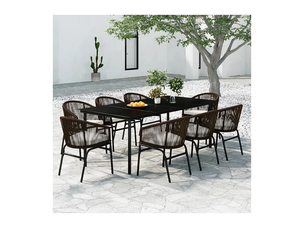 Ensemble à manger de jardin 9 pcs Marron