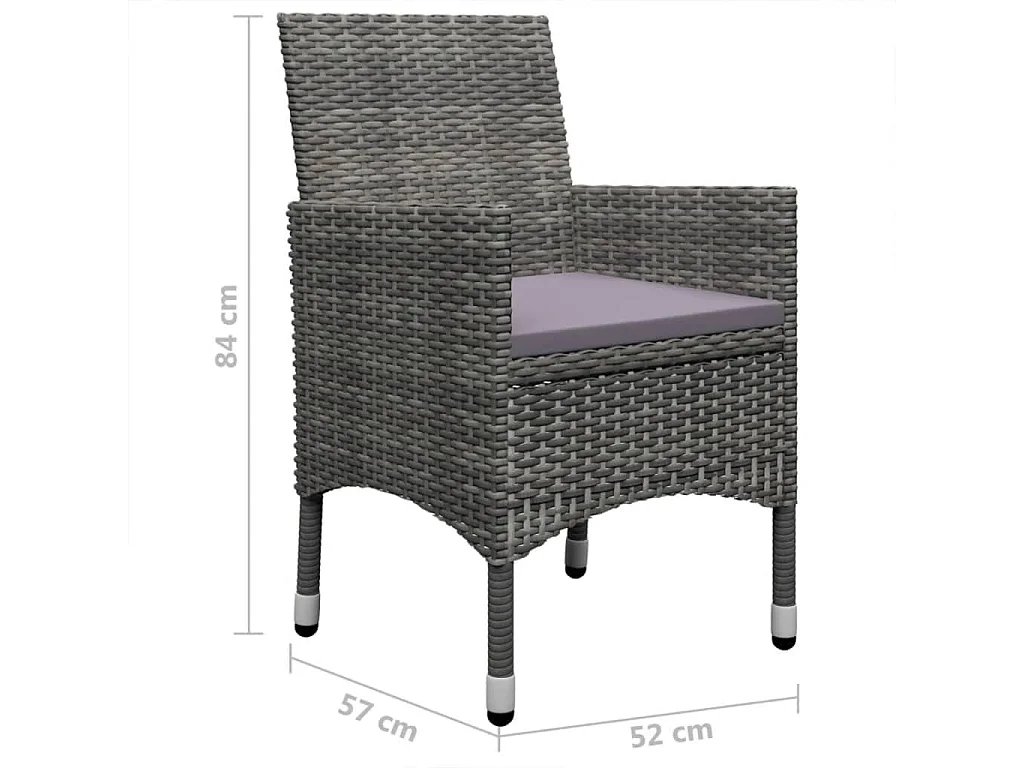 5 pcs conjunto de jantar para jardim cinzento