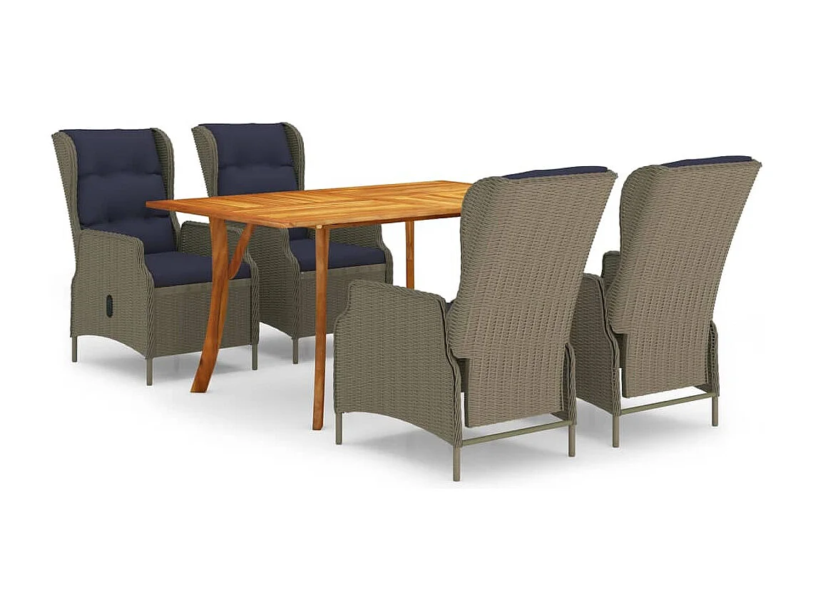 Set Mobili da Pranzo per Giardino 5 pz Marrone