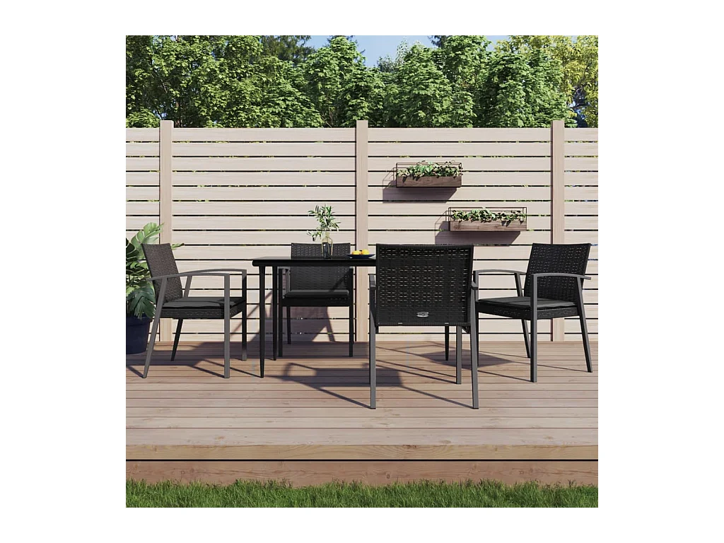 Ensemble à manger de jardin 5 pcs coussins résine tressée acier