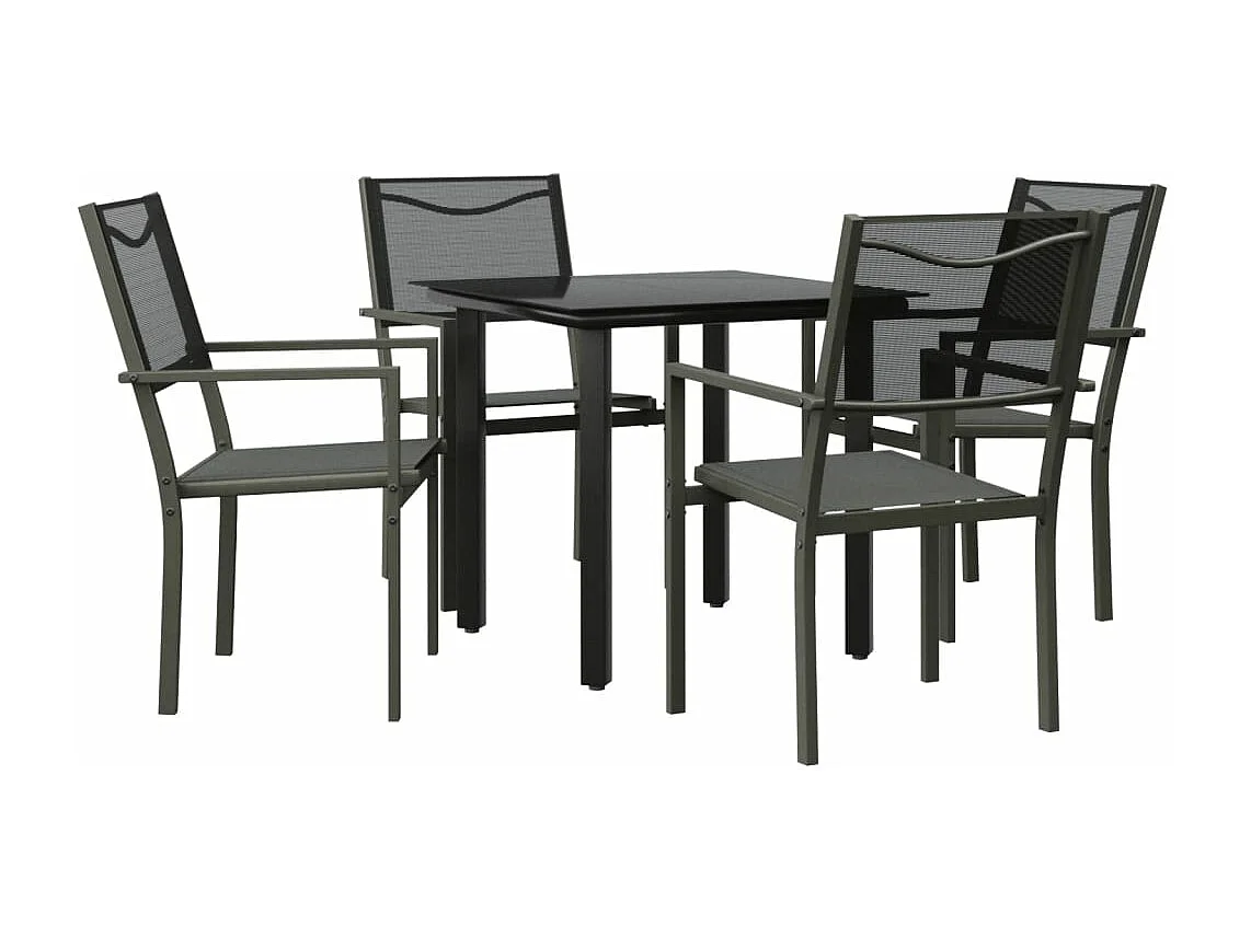 Ensemble à manger de jardin 5 pcs noir textilène et acier