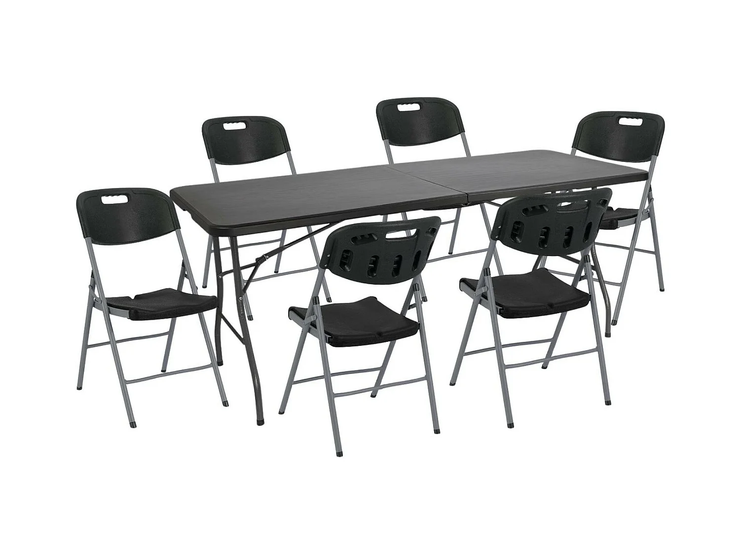 Set Tavolo pieghevole 180cm e 6 sedie con maniglia Catering Thinia Home