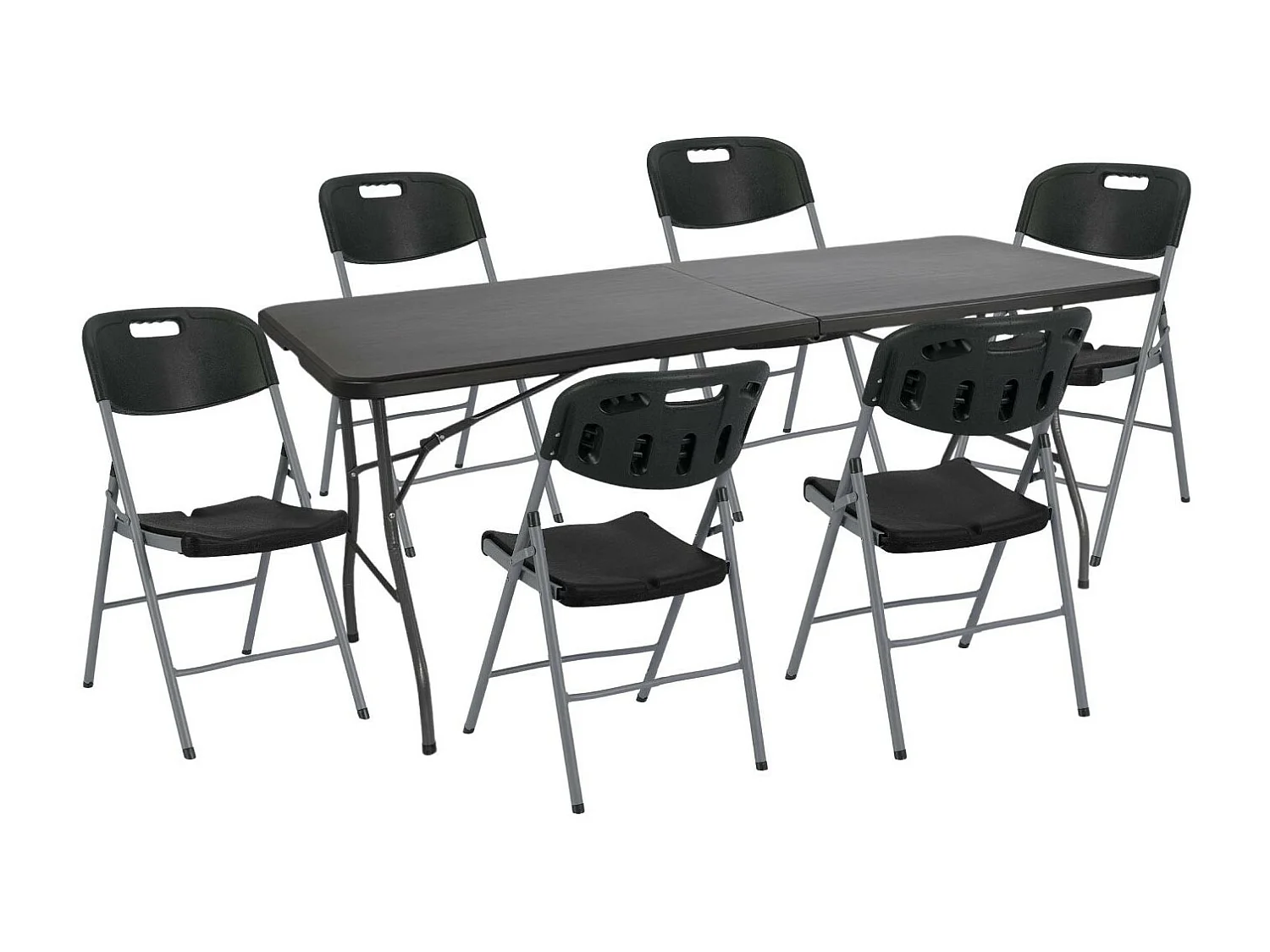 Set Tavolo pieghevole 180cm e 6 sedie con maniglia Catering Thinia Home