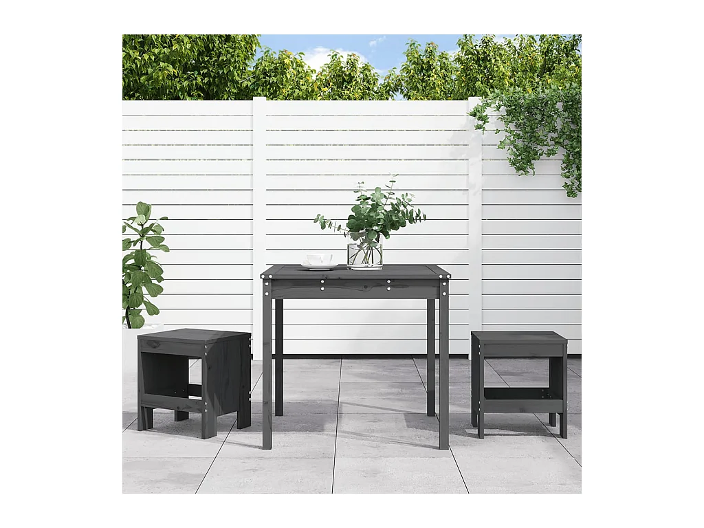 Ensemble de bistrot de jardin 3 pcs gris bois de pin massif