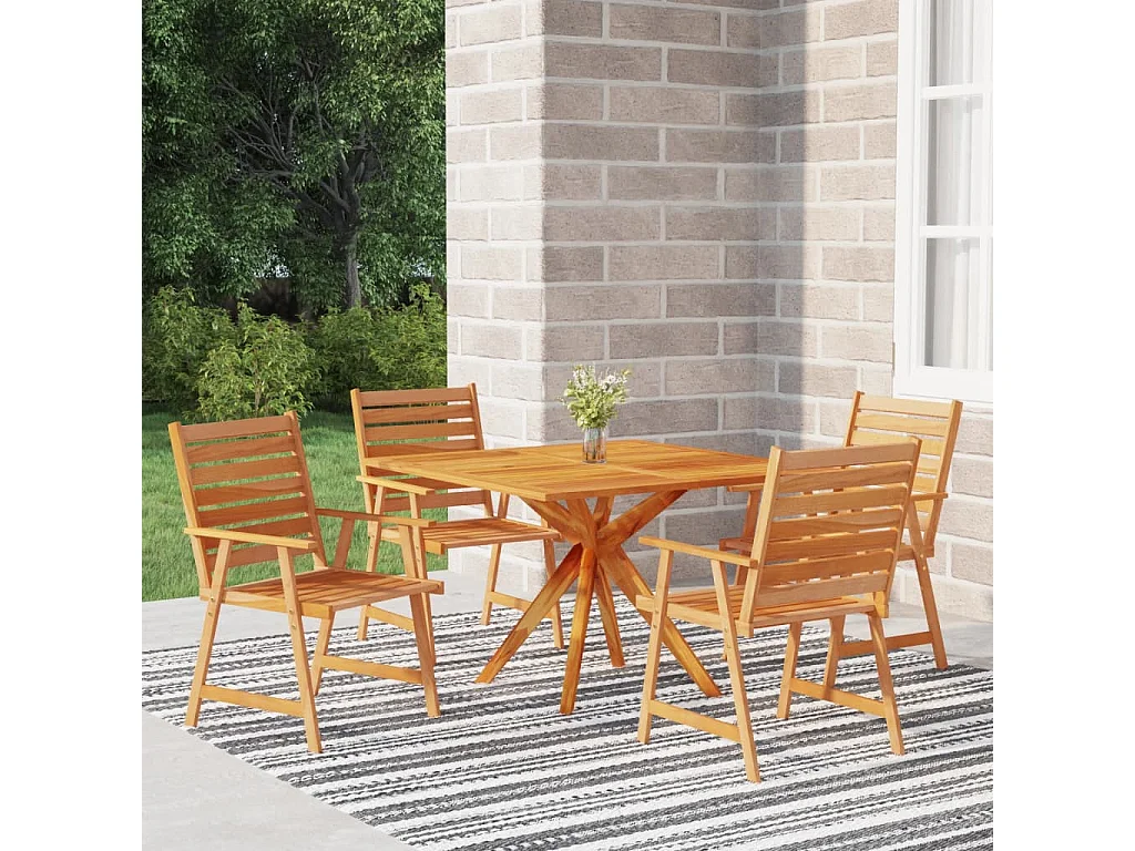 Ensemble à manger de jardin 5 pcs Bois d'acacia solide