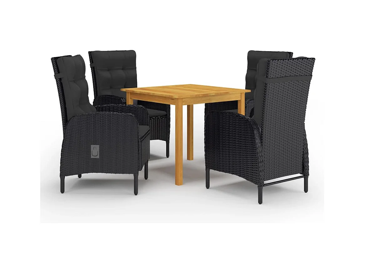 Ensemble à manger de jardin 5 pcs Noir