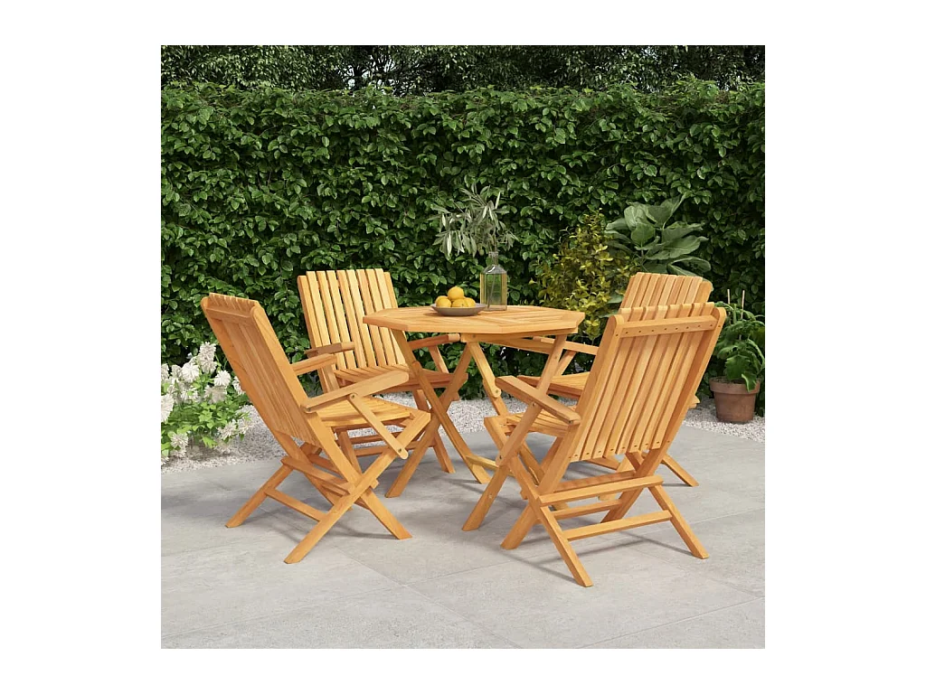 Ensemble à manger de jardin 5 pcs Bois de teck massif
