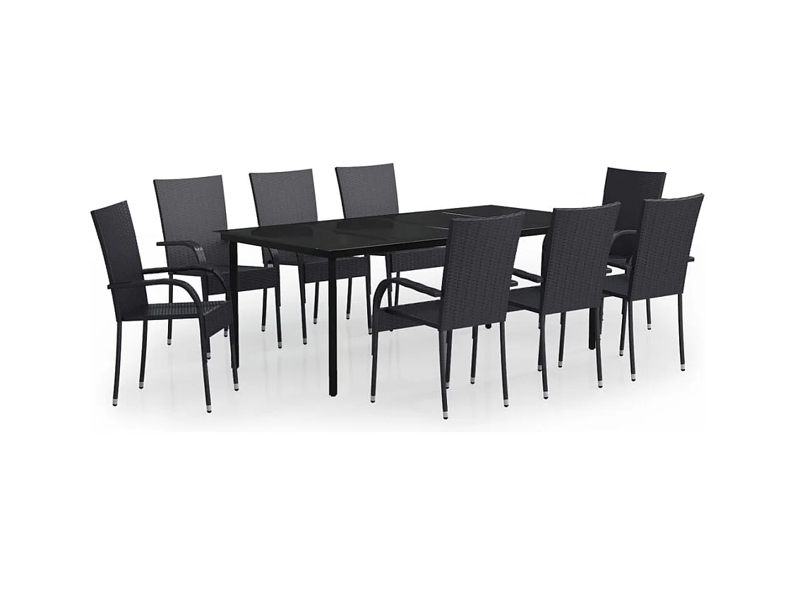 Ensemble à manger de jardin 9 pcs Noir