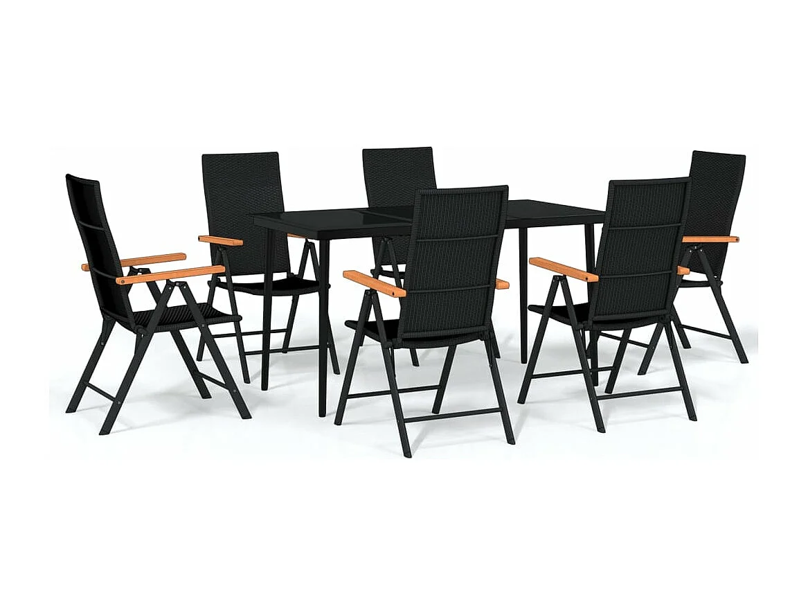 Ensemble à manger de jardin 7 pcs Noir