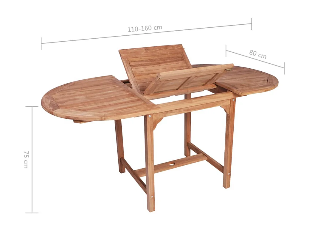 B-ware Ensemble à manger d&#039;extérieur 7 pcs Teck solide