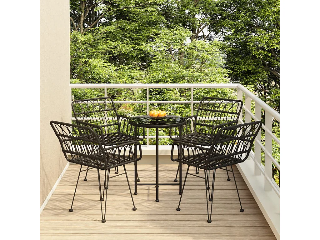 Ensemble à manger de jardin 5 pcs Noir Résine tressée
