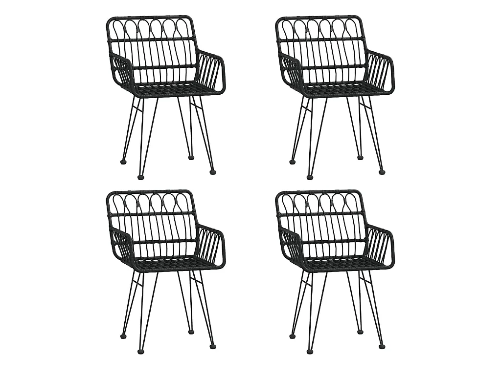 Ensemble à manger de jardin 5 pcs Noir Résine tressée