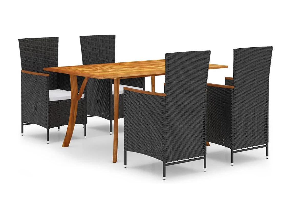 Set Mobili da Pranzo per Giardino 5 pz Nero