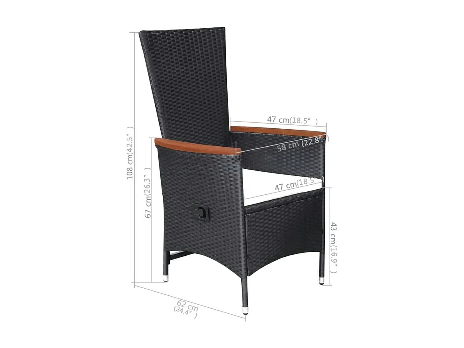Set Mobili da Pranzo per Giardino 5 pz Nero