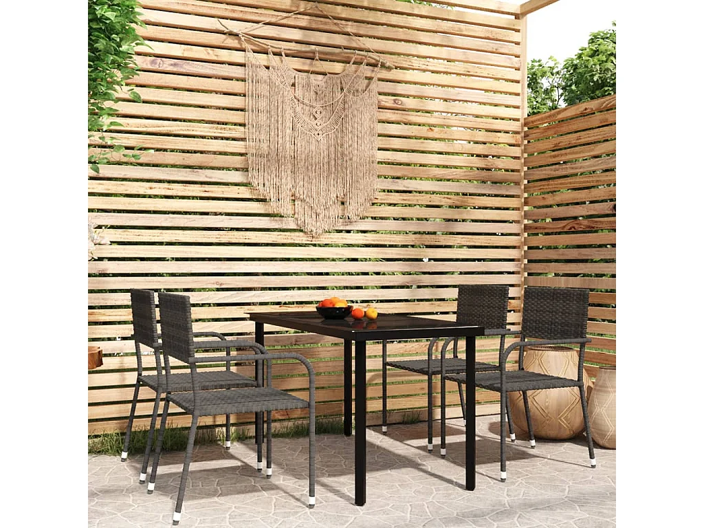 Ensemble à manger de jardin 5 pcs Gris